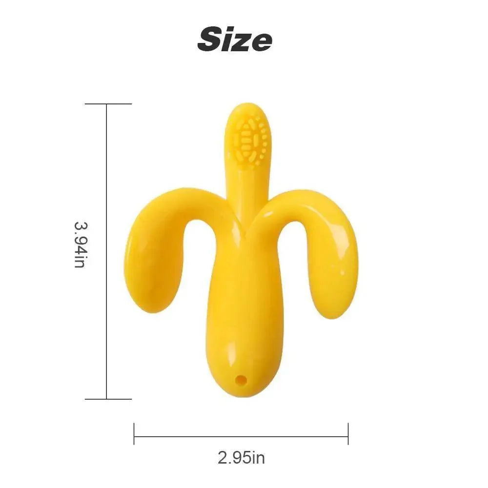 Baby Teether Toys Toddle Safe Banana Teething Ring Silicone Chew Dental Care Toothbrush Nursing Beads Gift For Infant