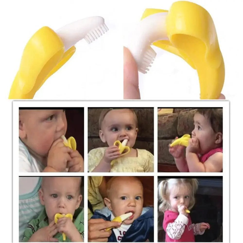 Baby Teether Toys Toddle Safe Banana Teething Ring Silicone Chew Dental Care Toothbrush Nursing Beads Gift For Infant