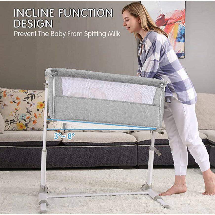 SYCYH Baby Bassinet, Bedside Sleeper for Baby with Comfy Mattress, Adjustable Bedside Crib with 9 Height Positions, Easy to Assemble Bassinets for Baby